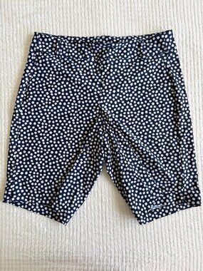 SPANX Shorts Womens Medium Navy White Polka Dot Sunshine SPF Bermuda M